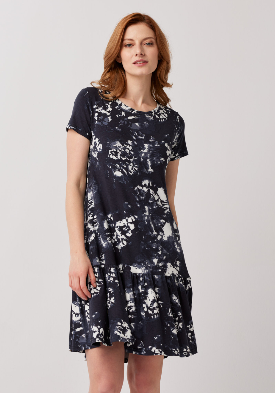 Trapezowa ciemna sukienka 1521