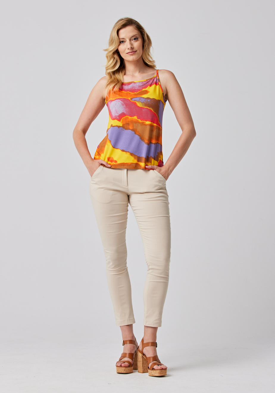 Pomarańczowo-różowy top na ramiączka 3104