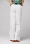 Białe lniane proste spodnie 5033