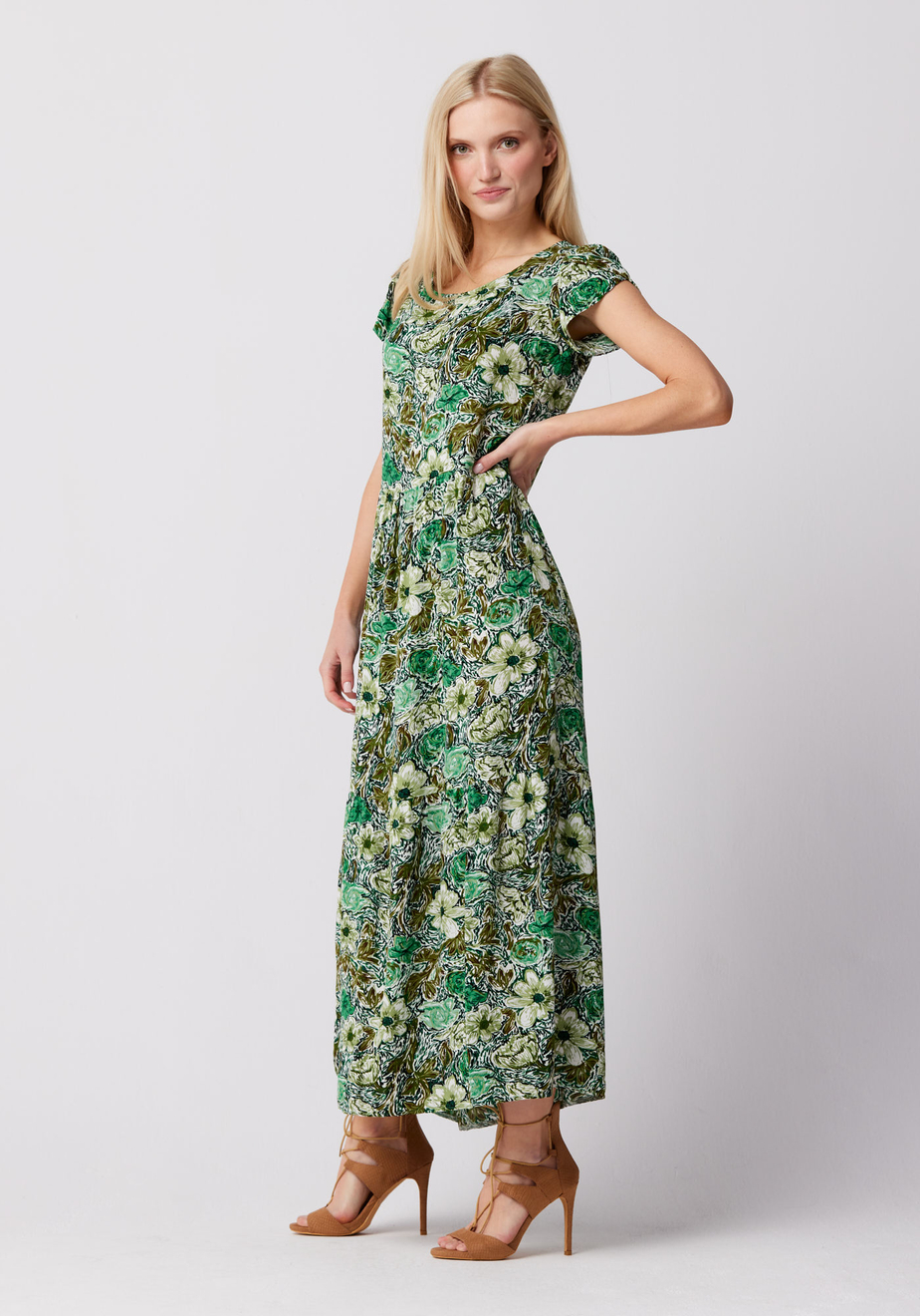 Sukienka w zielone kwiaty 1009
