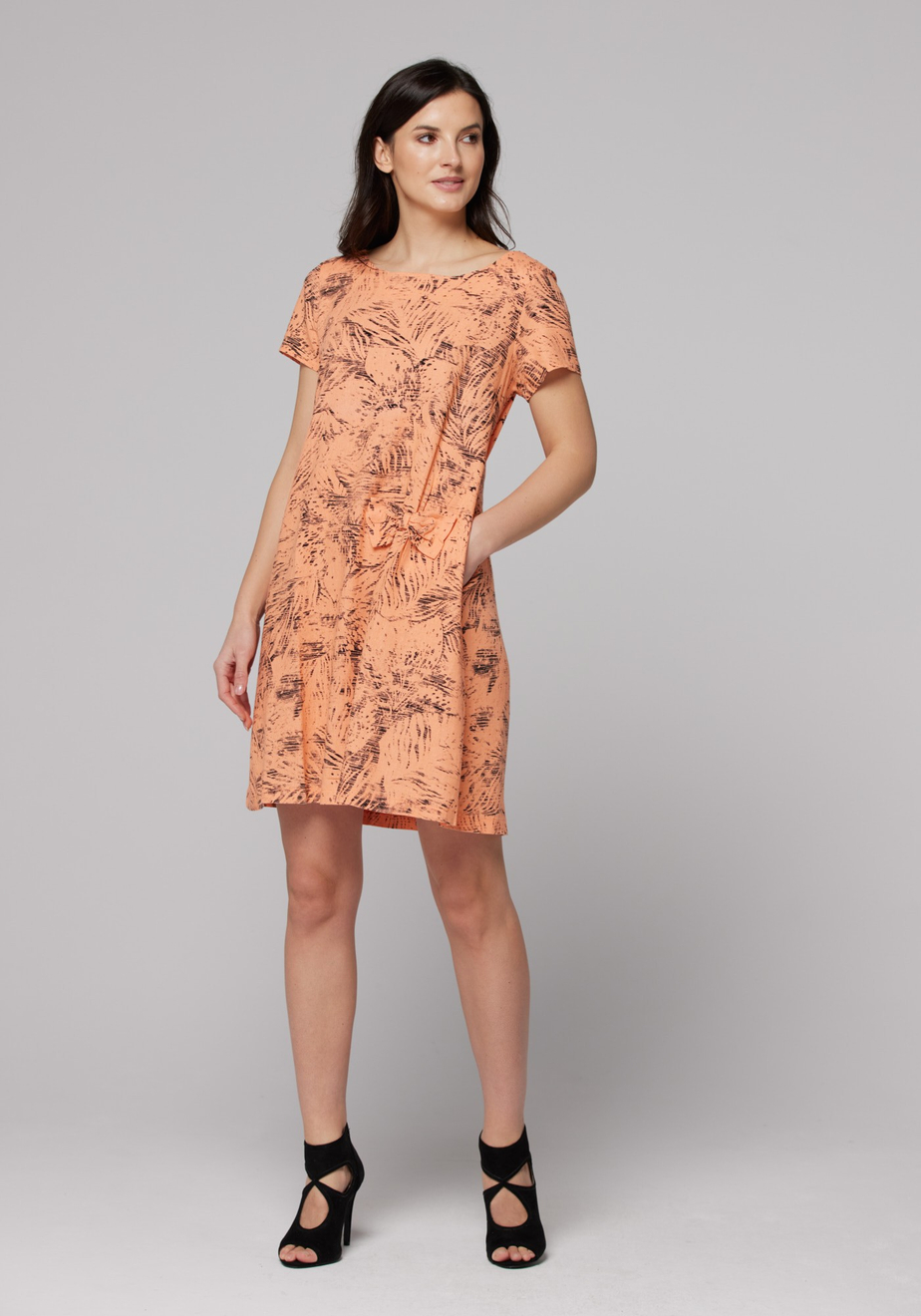 Łososiowa sukienka z kokardką 1382